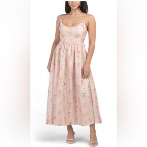 NWT En Saison Pink Multi-Color Midi Dress Size S